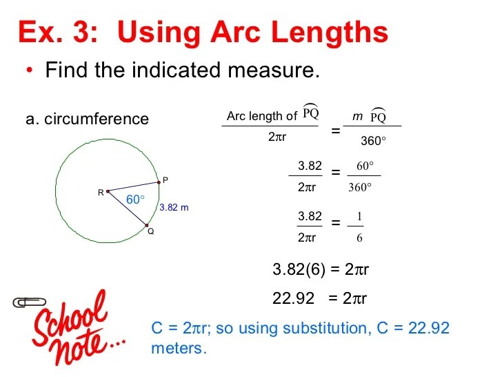 Circumference and arc length worksheet